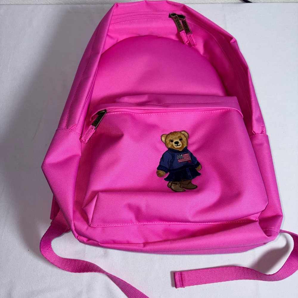 Polo Ralph Lauren Backpack OS Baja Pink New Embroidered Polo Bear 9AR149-AIL - Picture 3 of 15